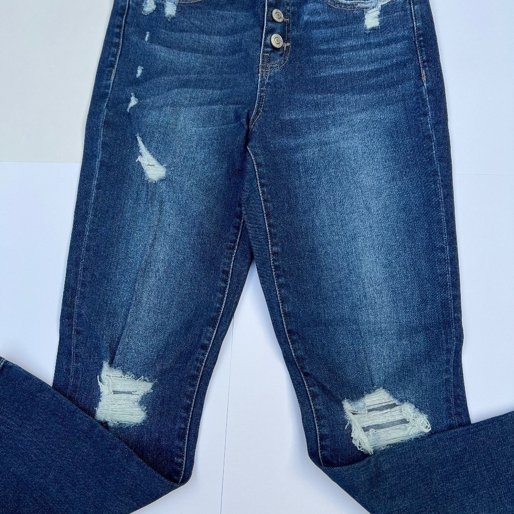 Flying Monkey Dark Stinger Mid Rise Distressed Crop Skinny Jean Size 25